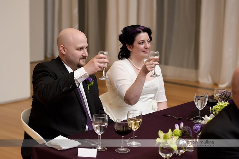 bride and groom toast at wedding