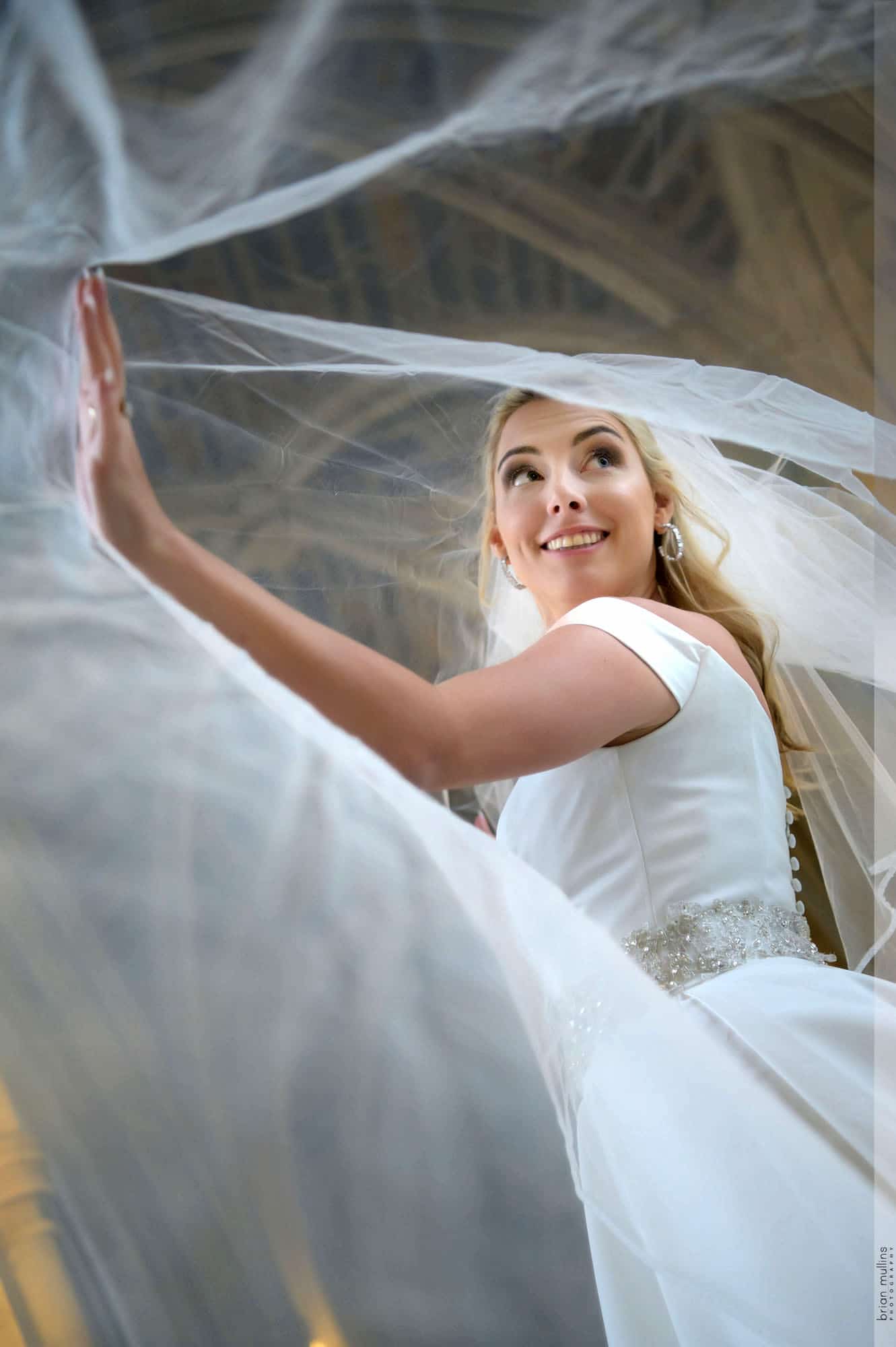 duke chapel wedding | bride in arcade