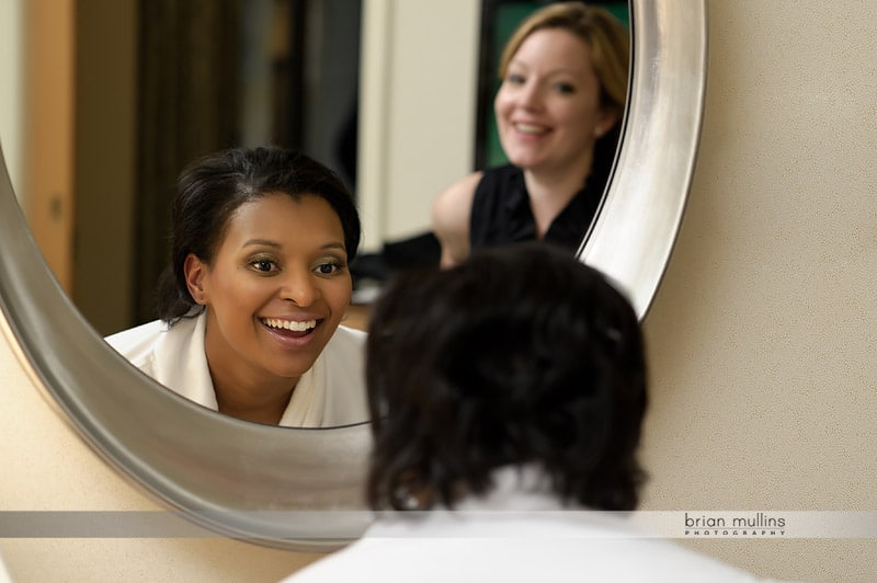 bride sees her wedding day makeup