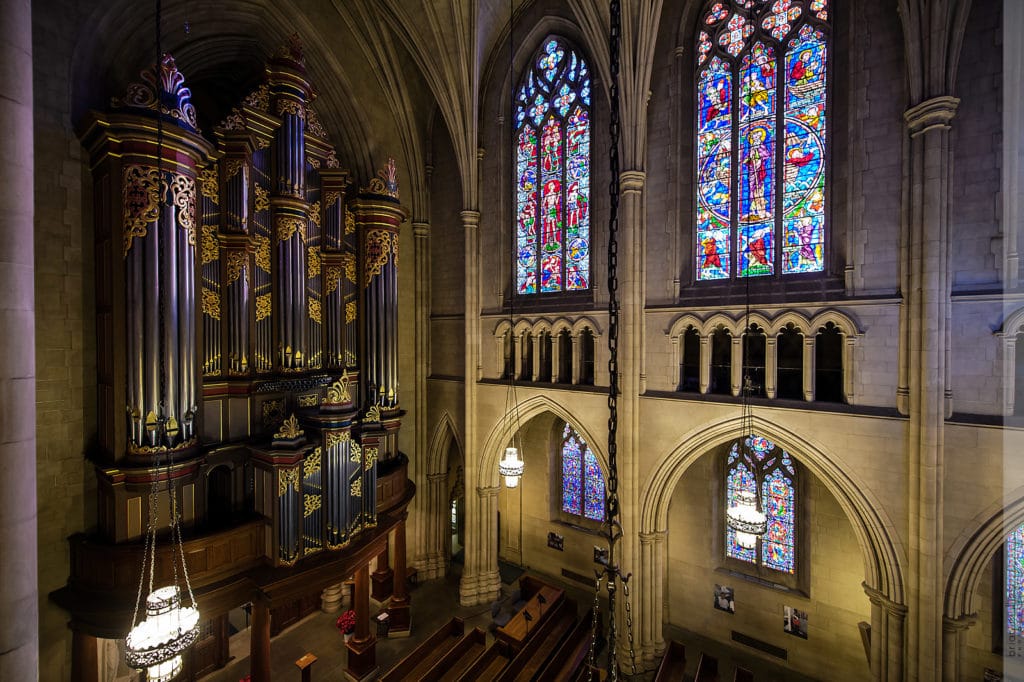 the organ and stained glass windows at duke chapel