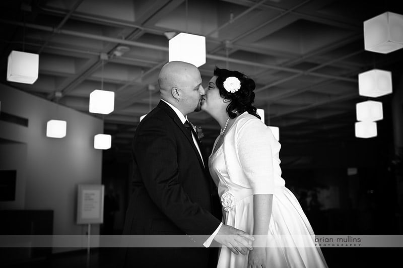 bride and groom see each other on wedding day