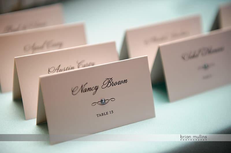 wedding name cards with jewels