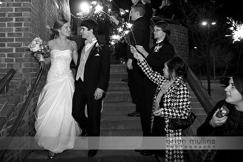 sparkler exit at wedding reception at the Royal in Raleigh