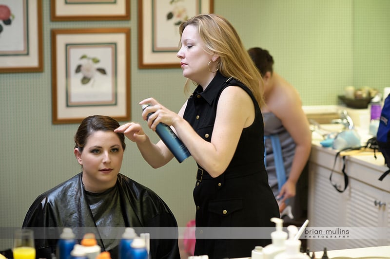 bride getting wedding updo