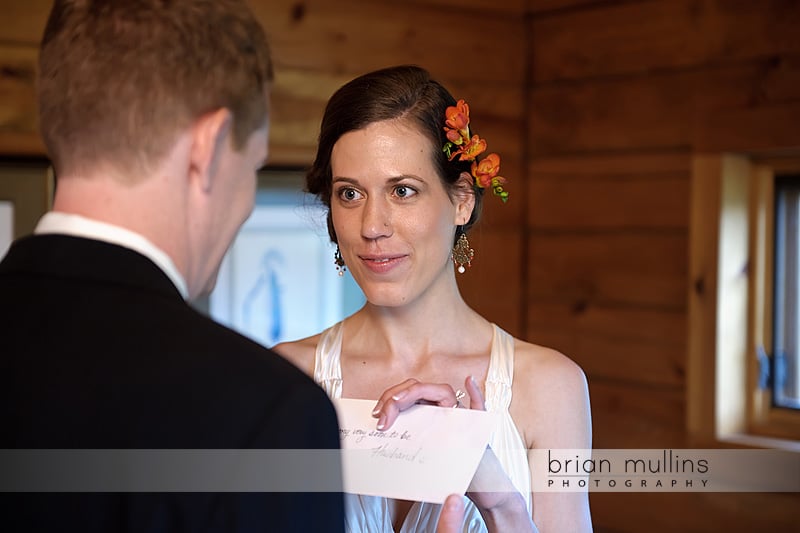 bride and groom exchange notes before wedding