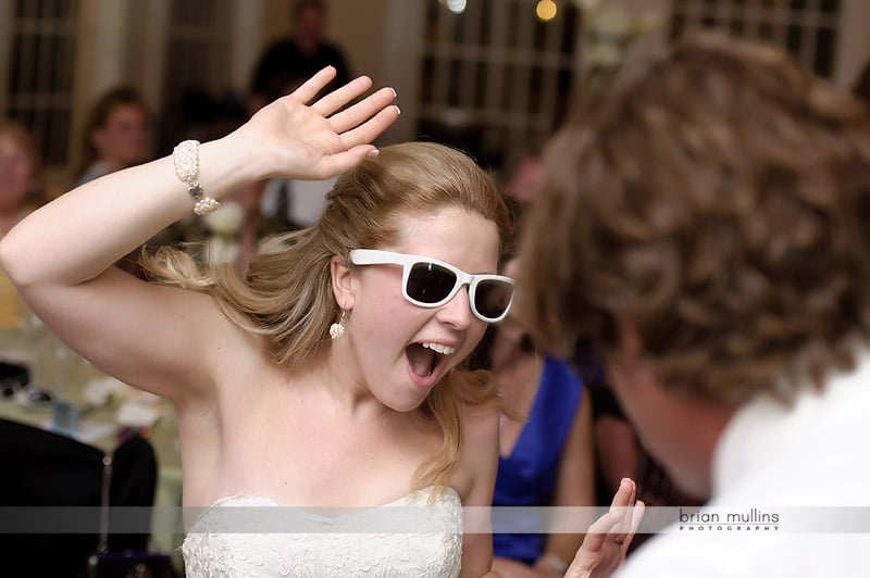 sunglasses at wedding reception