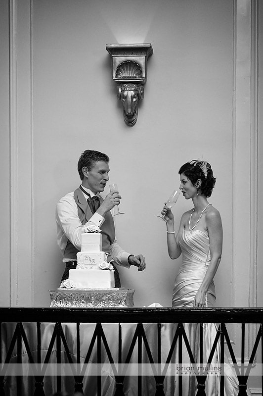 bride and groom toast at wedding