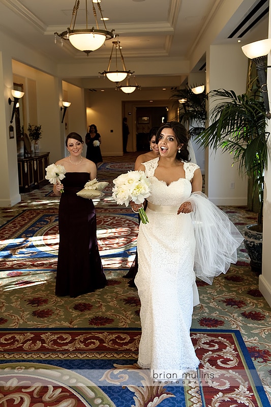 bride walking into washington duke inn