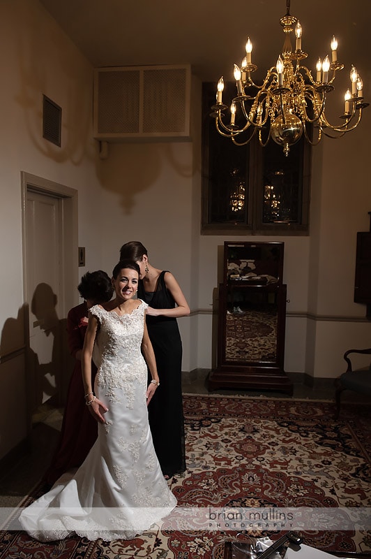 bride getting ready at duke chapel