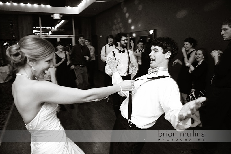 bride and groom dancing at wedding reception