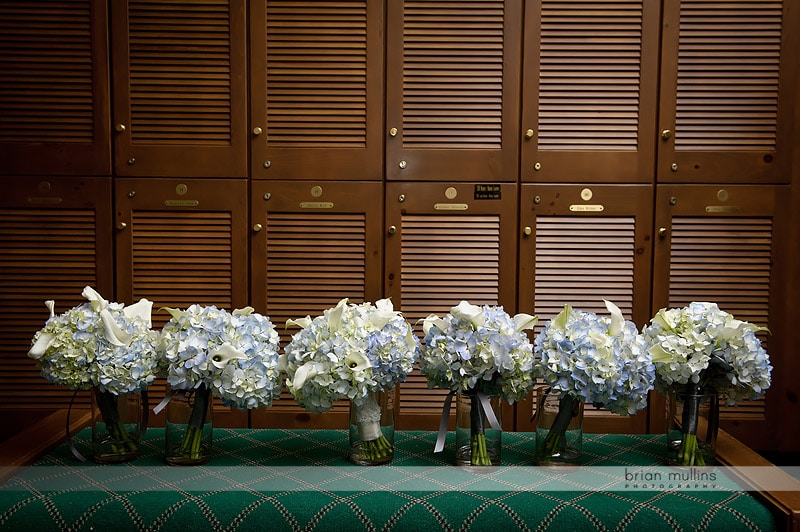 blue and white wedding bouquet