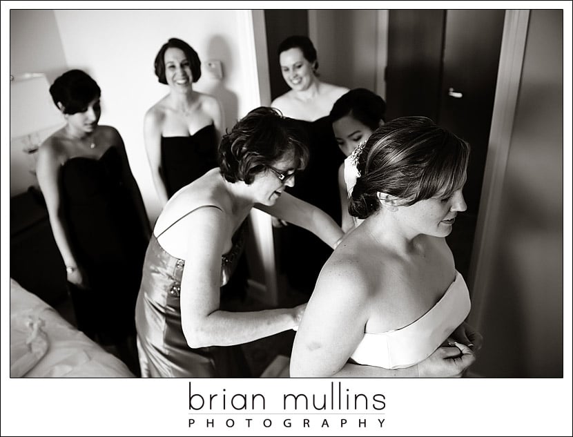 Putting on the wedding dress - Cary, NC