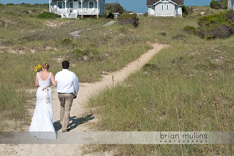 bride & groom after wedding - Bald Head Island, NC