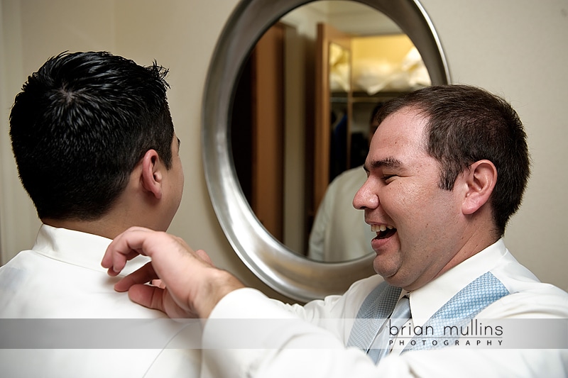 groom getting ready at Umstead Hotel