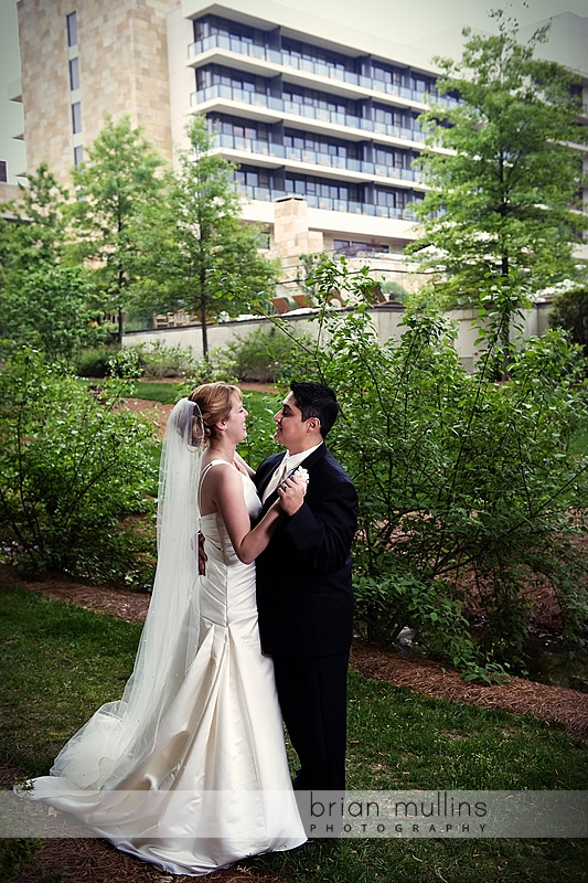 bride & groom dancing outside the Umstead Hotel