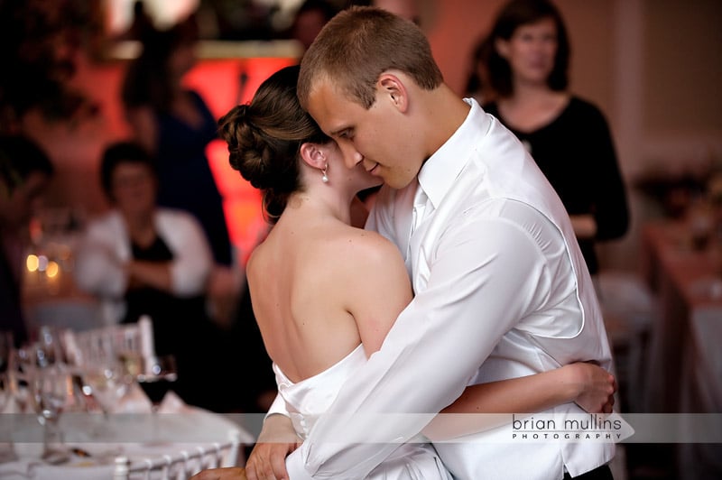 intimate moment at wedding reception