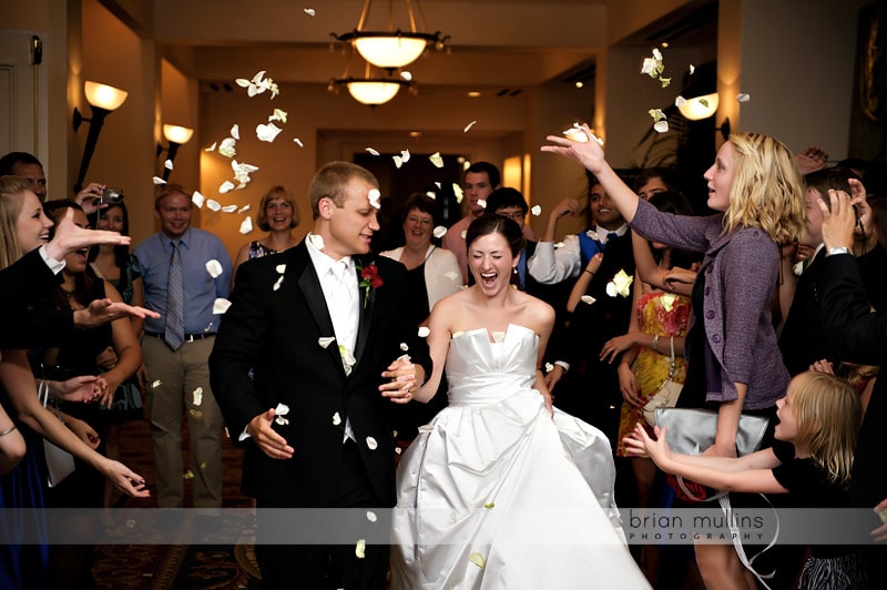 rose petal exit at wedding