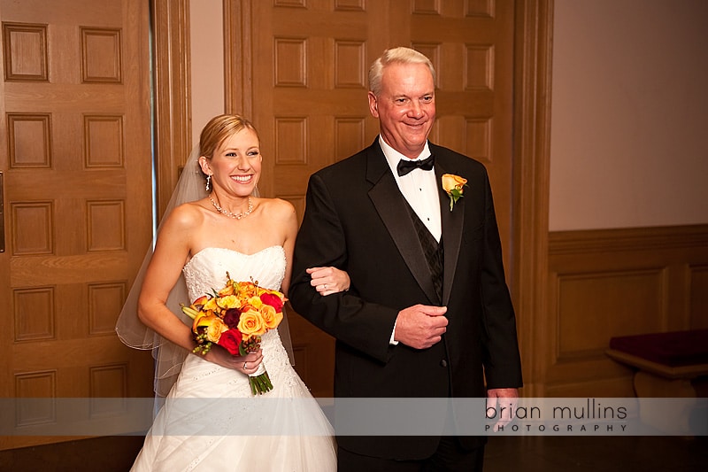 Raleigh bride walking down aisle with dad