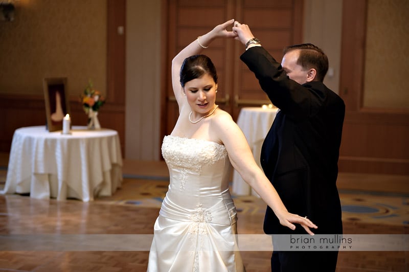 bride and groom dancing