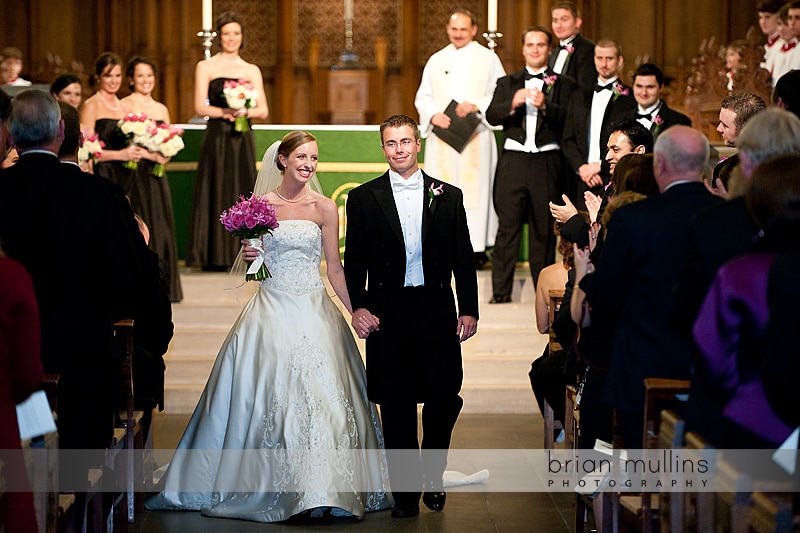 leaving duke chapel after wedding ceremony