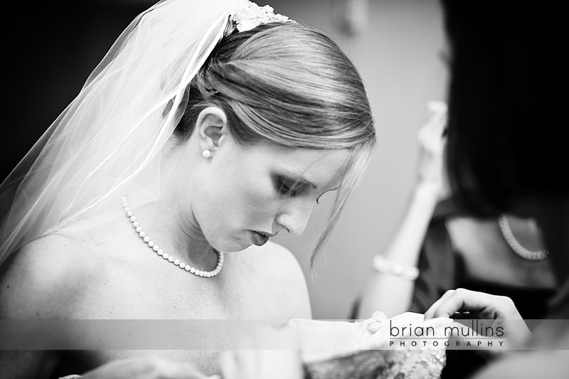 bride getting ready on wedding day