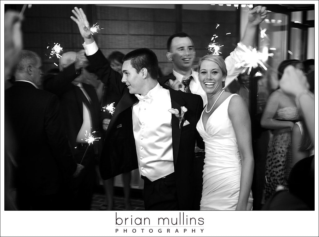 Wedding sparkler exit at Marriott Crabtree in Raleigh