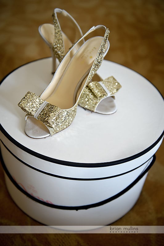 gold shiny wedding shoes