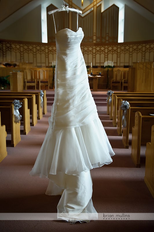 strapless white wedding gown