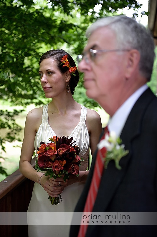 bride with father at barn at valhalla