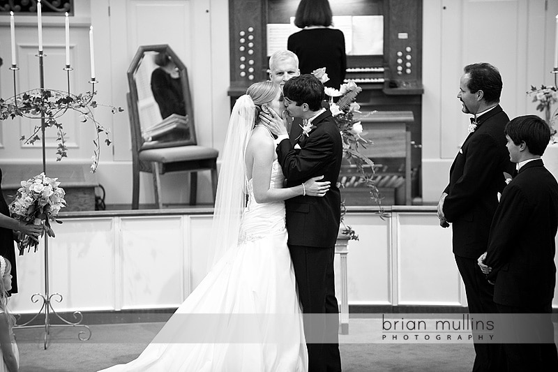 Wedding kiss at Raleigh, NC Wedding