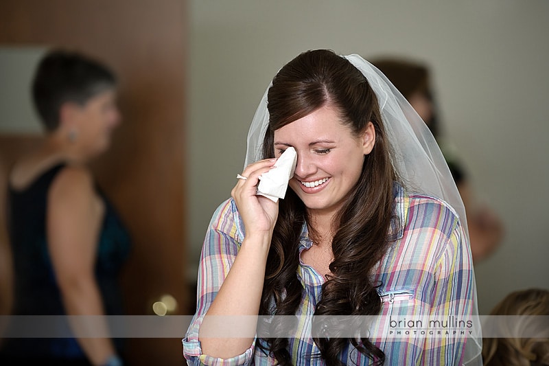 bride crying at wedding