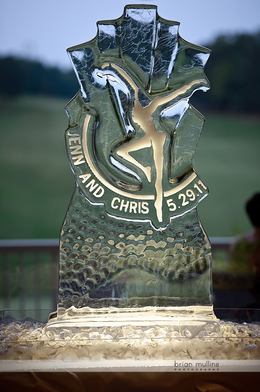 ice sculpture at wedding reception